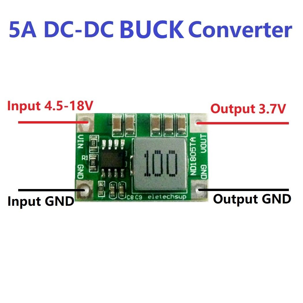 Mini-Size 5a Dc-Dc Gereglementeerde Buck Converter Module 4.5V-18V Naar 3V 3.3V 3.7V 4.2v5v 6V: Output 3V7