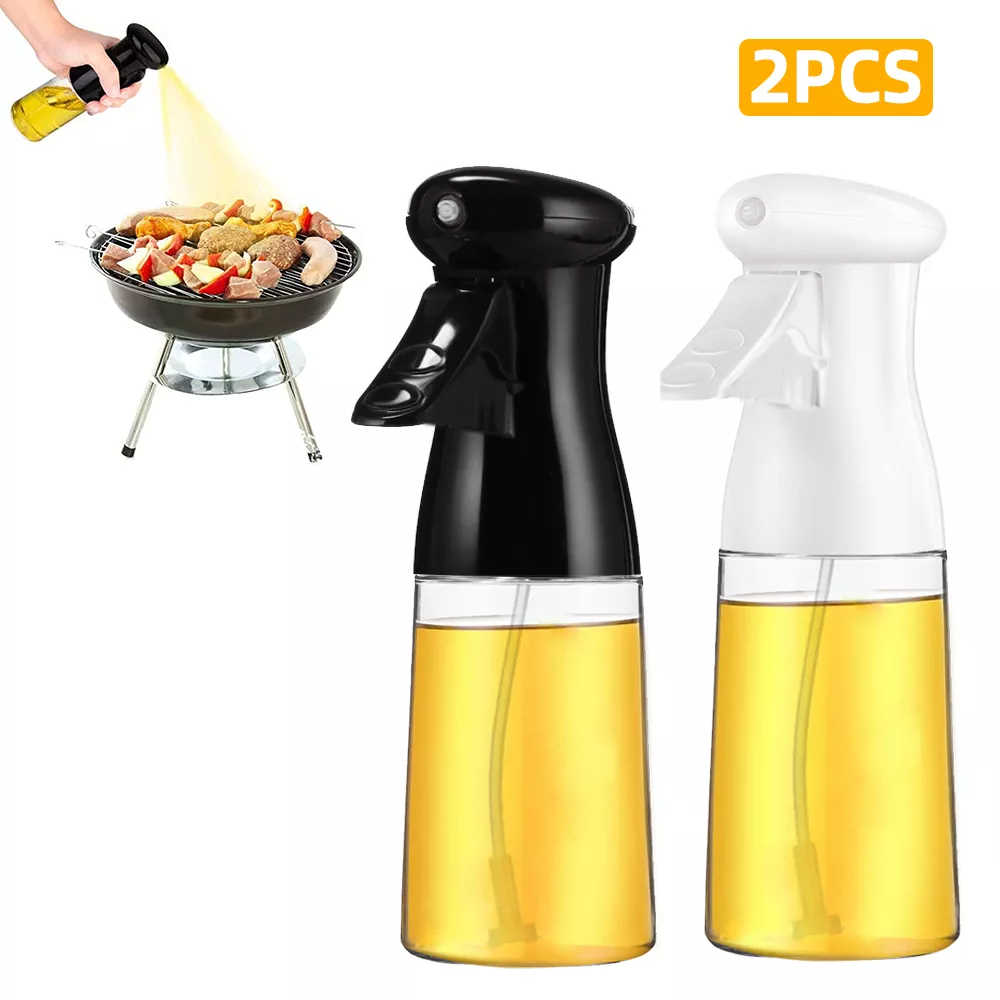 200Ml Olie Spuit Voor Koken Hervulbare Olijfolie Dispenser Spray Veelzijdige Azijn Fles Lucht Friteuse Keuken Bbq Salade Bakken: Black and White