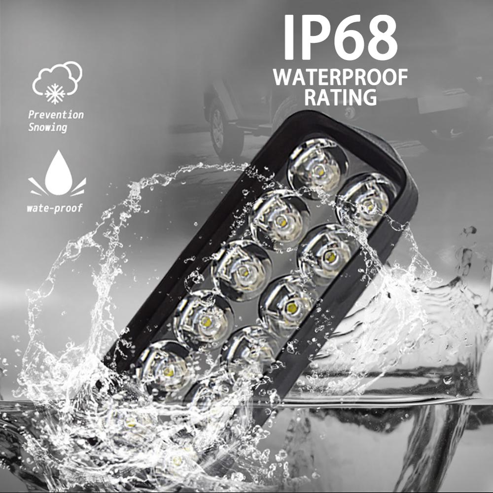 Motorcycle Headlights 18W 12LED LED Work Light Bar Headlight Driving Lamp Waterproof Moto Headlight Lamp Fog 7000K Spotlight