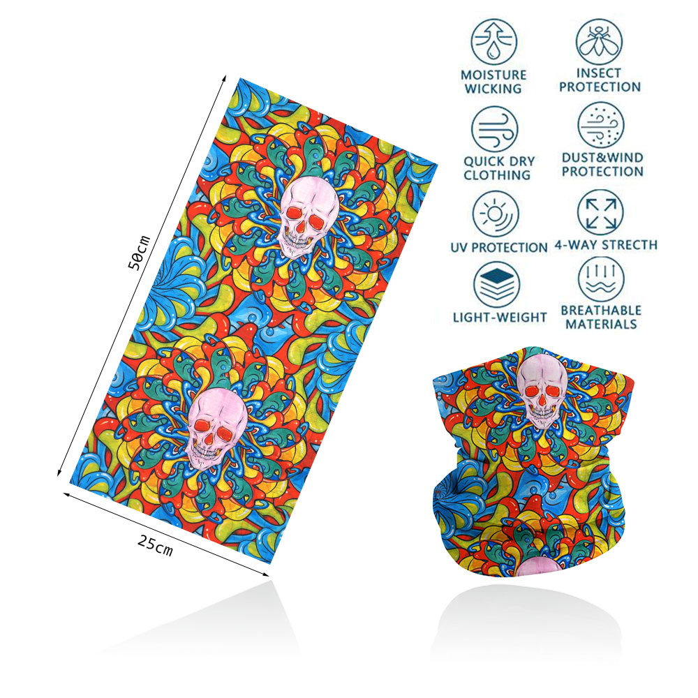 Ademend Schedel Halsbeenkap Voor Fietsen Wandelen Vissen Uv-bescherming Quickdry Zwart Bandana Mannen Vrouwen Art Printing Sjaal: Lavendel