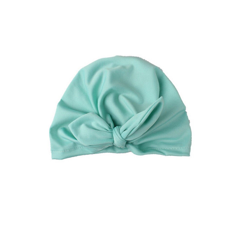 Gorro con lazo para bebé niña, gorro turbante de algodón para niño pequeño, accesorios para el cabello de la India, nuevos gorros suaves de rayón para bebé: Azul