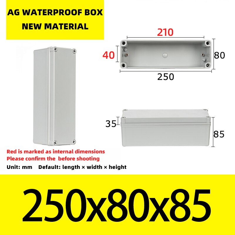 Big Size Outdoor Waterproof Case Enclosure Plastic Box Electronic Project Case Waterproof Junction Box for Electronics: 250x80x85mm