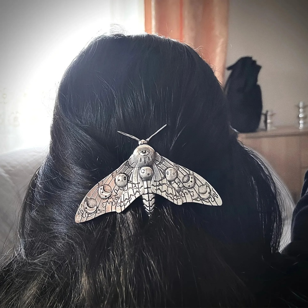 Alloy Hair Clip Moth Decor Gothic Hair Pin Vintage Hair Pin 3.31×1.89in Hair Styling Hair Clip Hair Accessories