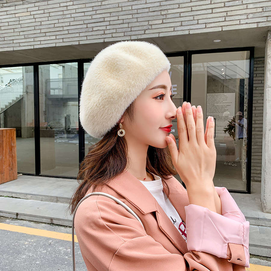 Faux velvet woman beret ladies Parisian style hats autumn winter night hat woman girl birthday christmas