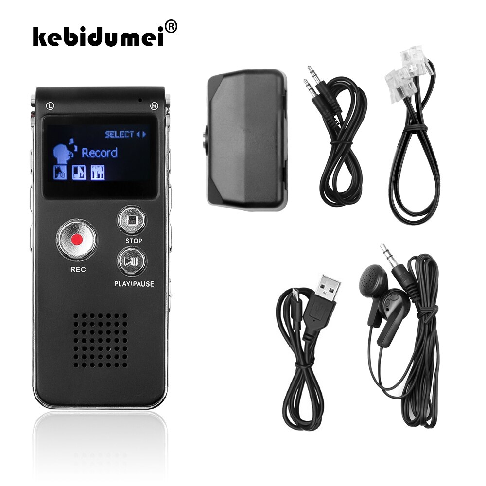 Kebidumei 8Gb Oplaadbare Mini Usb Flash Digital Audio Voice Recorder Digitale Voice Recorder 650Hr Dictafoon MP3 Speler Zwart