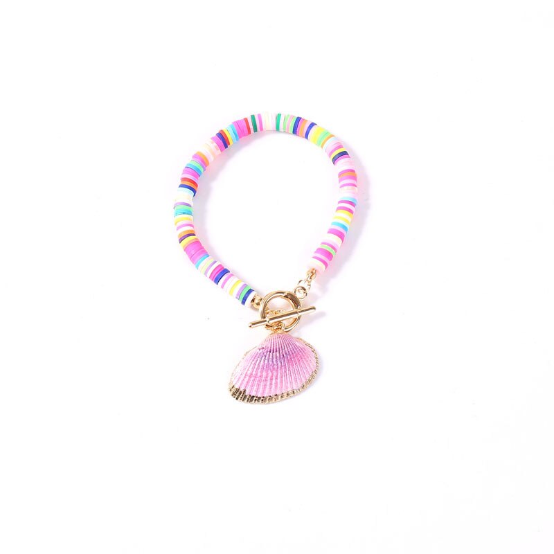 18cm Bohemia Colorful Shell Bracelet for Women Clay Bracelet Alloy OT Buckle Summer Beach Jewelry: 3