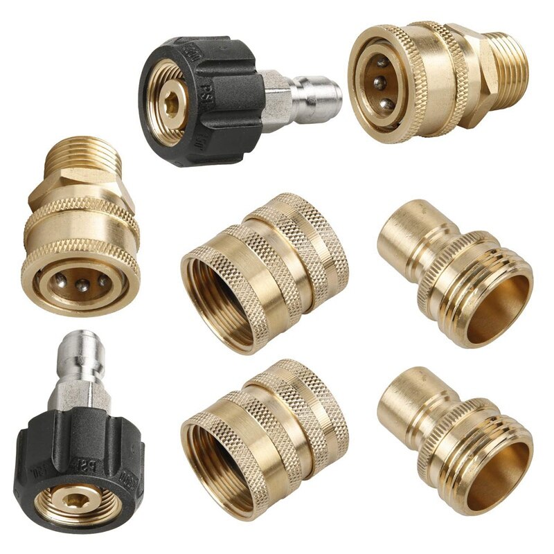 -8x Pressure Washer Adapter Set,Quick Disconnect Kit & 1set Stainless Steel Pressure Washer Adapter Set