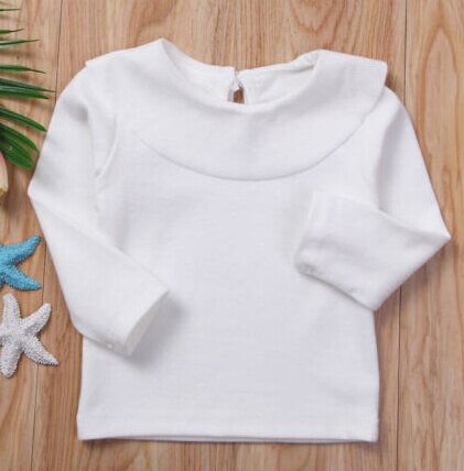 Summer Yellow Solid Cotton Blend Baby T-shirt Baby Girls Kids Long Sleeve Cotton T-shirt Tops Clothes