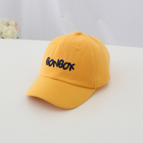 Baseball Cap Plain Kids Boys Strapback Solid Hats Hook-N-Loop: Yellow