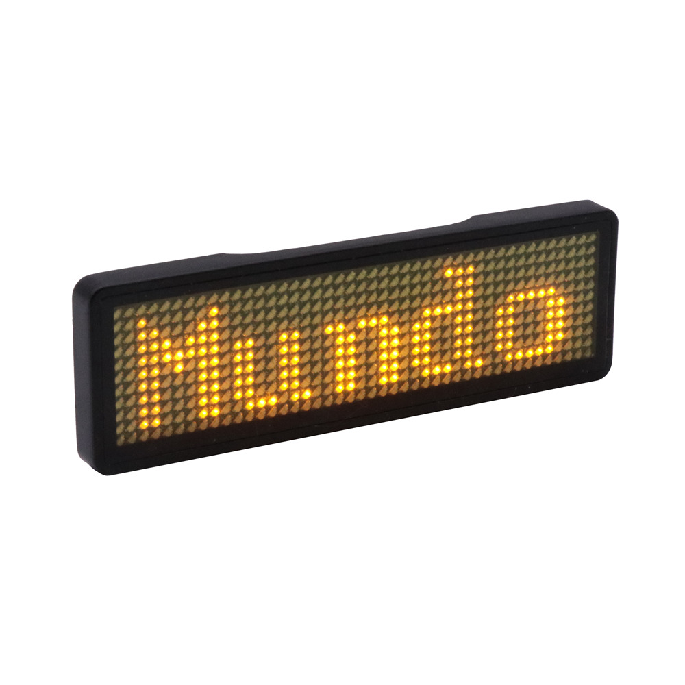 Bluetooth programmable mini LED display red blue green white yellow orange pink mini LED message sign LED name badge: Yellow
