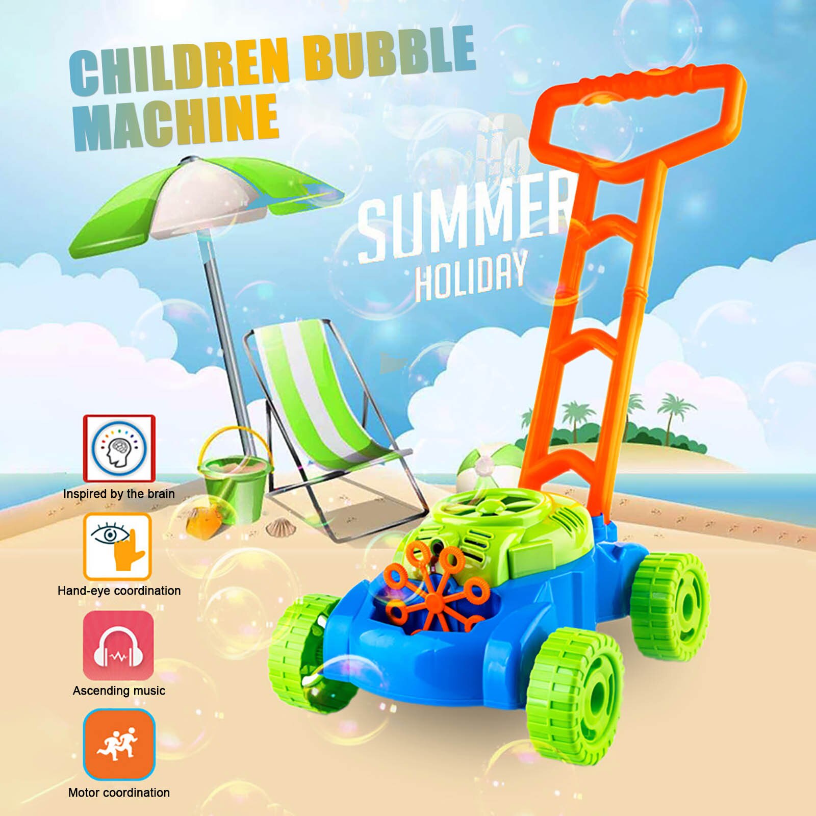 Bubble Mower for Toddlers, Kids Bubble Blower Machine Lawn Games, Summer Outdoor Push Toys, Easter Toys Birthday for Presc