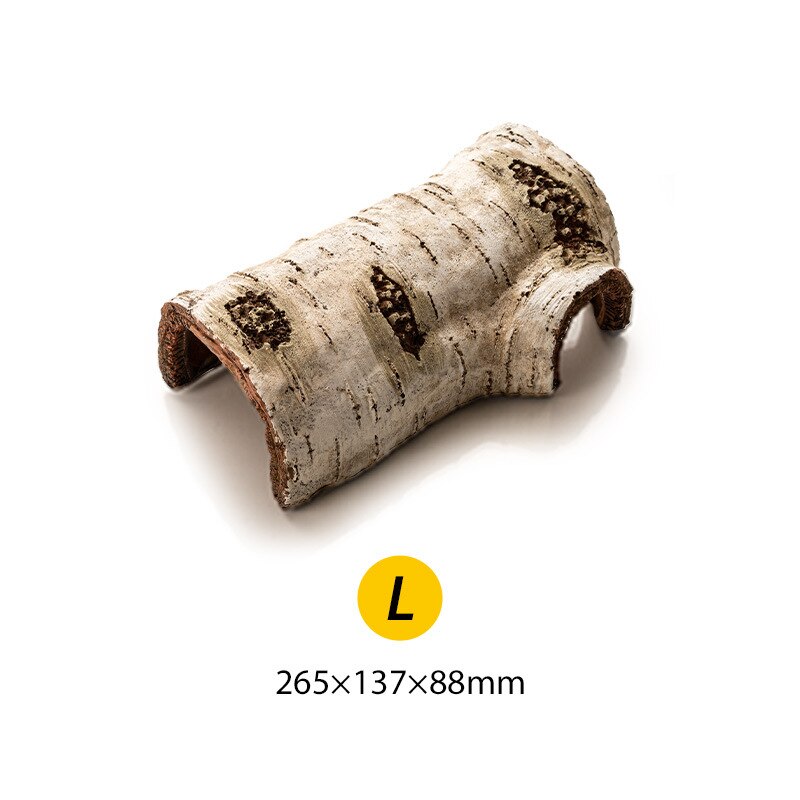 Reptile Habitat Resin Ornament Log Lizard Hideout Small Animal Cave Bark Bend Leopard Gecko Spider Snake Turtle Fish Shrimp: L