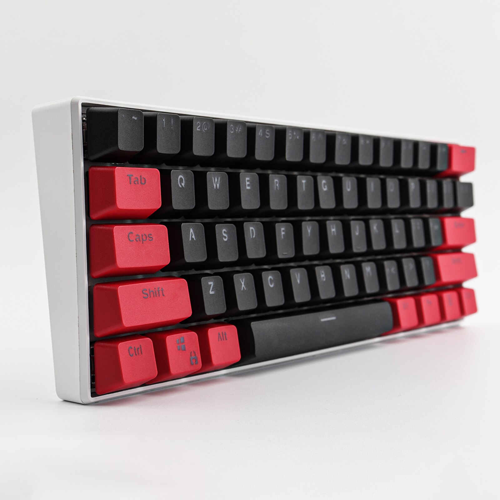 Pbt keycap 61 nøgle rød og sort dobbelt farve baggrundsbelysning keycaps universal kolonne til ikbc cherry mx annie mekanisk tastatur