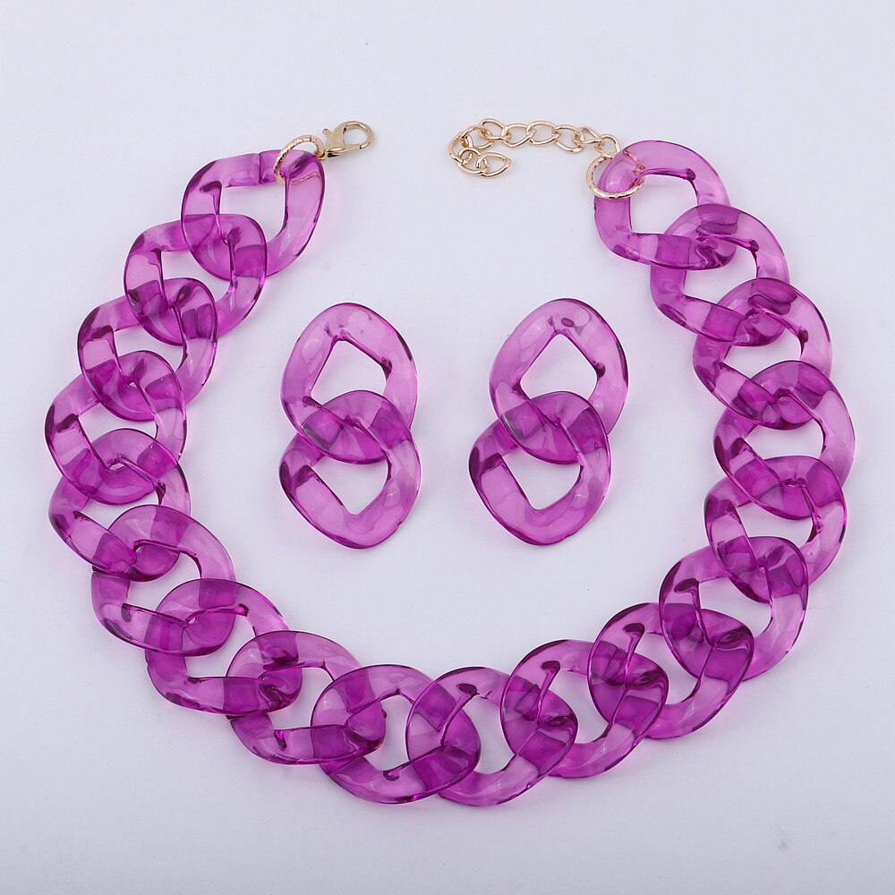 Fishsheep Transparant Acryl Ketting Grote Ketting Voor Vrouwen Kleurrijke Clear Choker Kraag Ketting Mode-sieraden: purple as photo