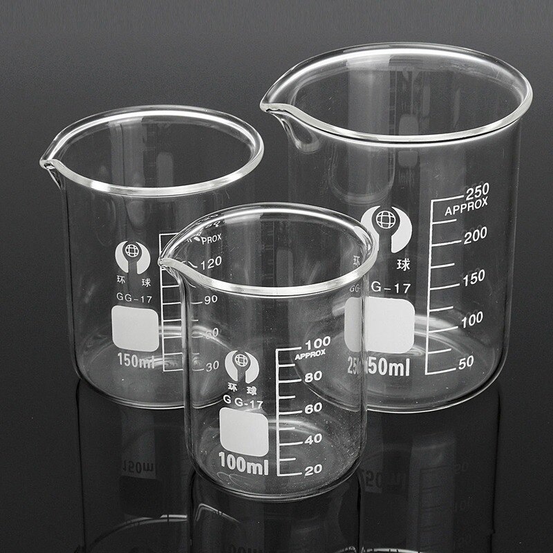 1PC 100ml 150ml 250ml Beaker Set Graduated Borosilicate Glass Beaker Volumetric Measuring Lab Glassware