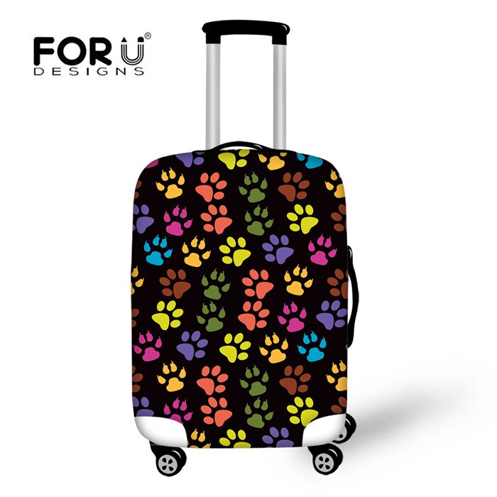 FORUDESIGNS Travel On Road Luggage Cover Protective Dye Dog Paw Print Apply to 18-30 inch Trunk Case Covers Vacation Accessories: CC90056 / M