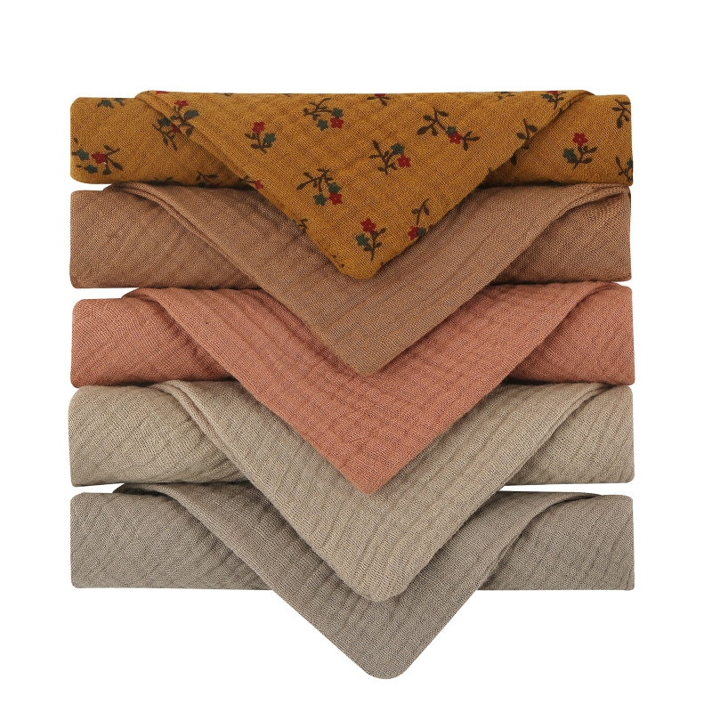5 Pcs/set Soft Cotton Baby Face Towel Bath Towel Absorbent Gauze Newborn Burp Cloths Kids Washcloth Handkerchief Feeding Towel: square towel-6