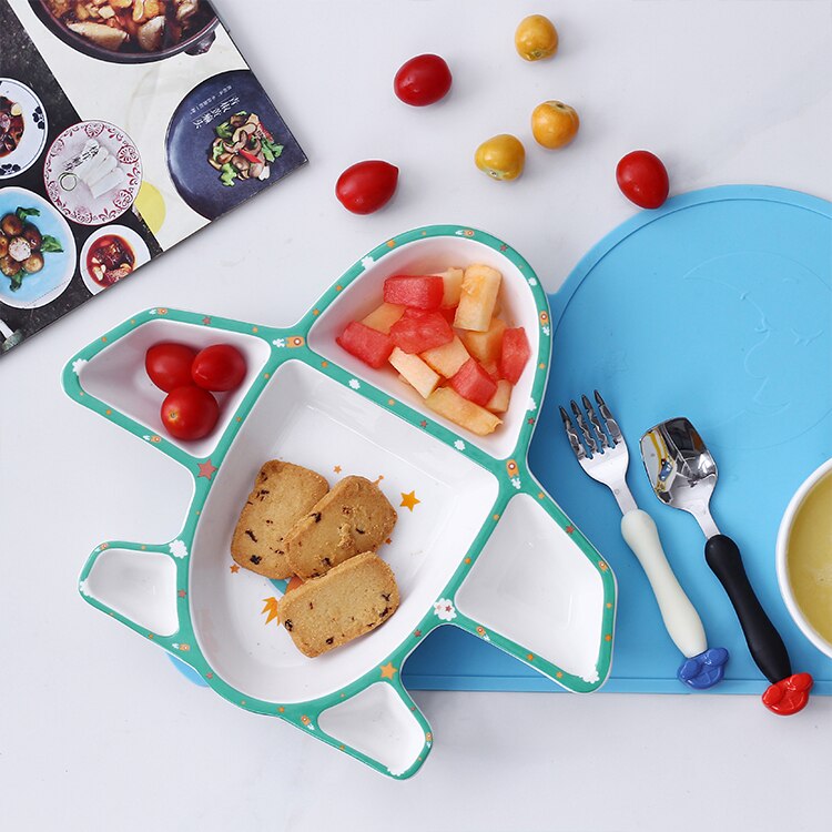EECAMAIL – assiette colorée de style avion dessin animé, assiette de fruits et légumes, assiette de bol de riz pour enfants, vaisselle auxiliaire