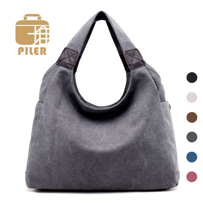 Piler grote tassen dames hobo canvas rits dames handtas handtassen merken casual schoudertas dames shopper handtassen tas