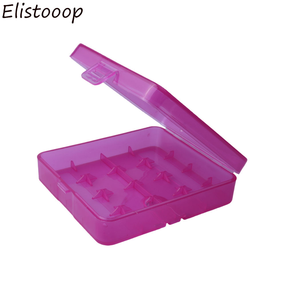 Battery Storage Box Case for 4 x 18650 Batteries Store Boxes Holder Transparent Container: Pink
