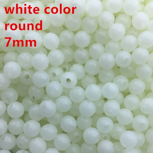Rompin 100 stk/parti lysende perler fiskeplads bønner runde flydebolde prop lyskugler havfiskegrej lokketilbehør: Hvid runde 7mm
