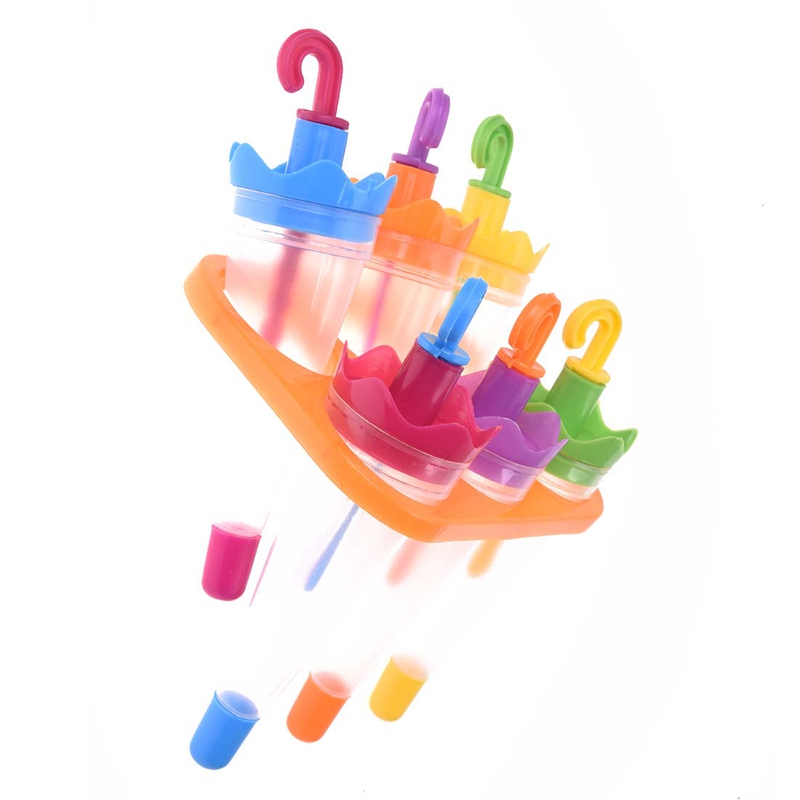 6 x Umbrella 6 Cell Frozen Ice Cream Pop Mold Popsicle Maker Lolly Mould Tray