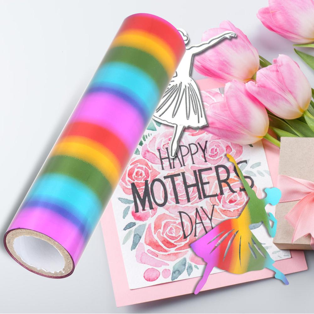 5M Heißer Folie Papier Wärme Aktiviert Schimmer Transfer Blätter Heißer Stanzen Mehrfarbig 1 Rolle Papier Holographische Transfer Handwerk