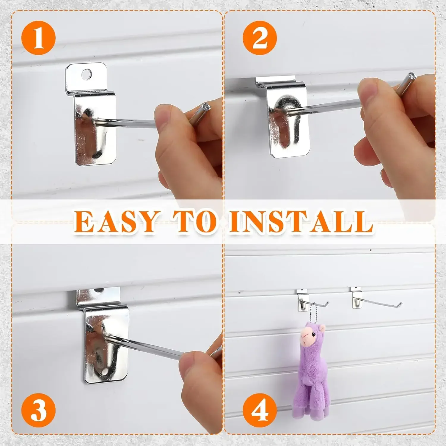 100/20Pcs Slatwall Panel Hook Slat Wall Hanging Hooks Metal Slatwall Hooks and Hangers Thickness Silver Slatwall Pegs for Garage