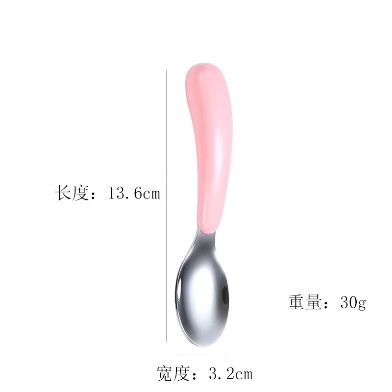 Baby Tableware Set Infant Food Feeding Spoon Fork Gadgets 304 Stainless Steel BPA Free Toddler Cartoon Dinnerware Cutlery: Pink Spoon