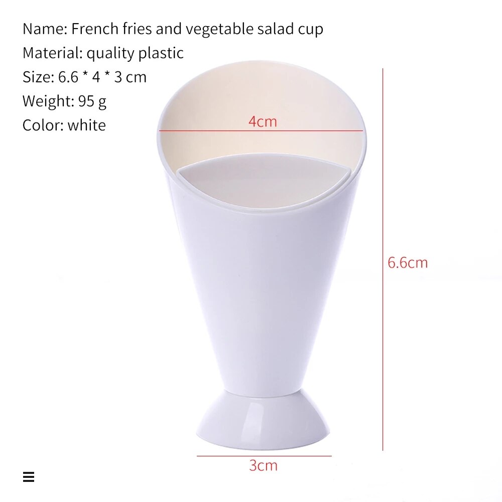 Kitchen Serving Tool Snack Cone Stand + Dip Holder For Chips Finger Food Sauce White Fries Dip and Cone Cup Snack Holder Serving