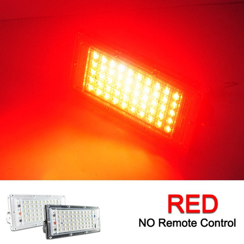 =(K)= LED Flood Light 50W 100W RGB Floodlight 220V LED Street Reflector Spot Lamp waterproof IP65 outdoor Lighting led spotlight: Red / Black Shell