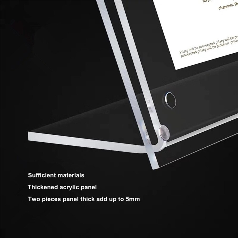 A4 Magnetic Acrylic Sign Holder Display Stand - 8.5 X 11 Inches Ad Frames Table Plastic Brochure Menu Holder