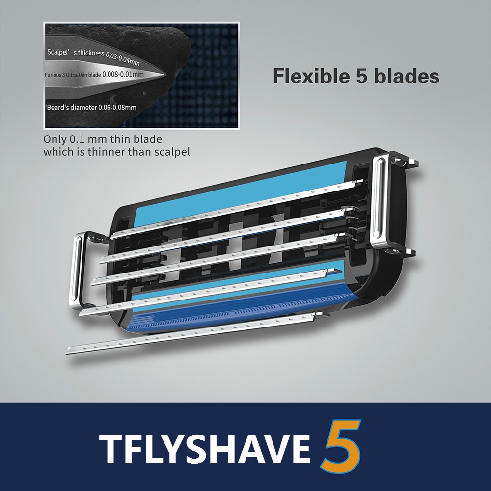 Tflyshave man manuell rakhyvel 5 lager rakhyvel med trimmerblad ansiktsvård män rakning utbytbart blad