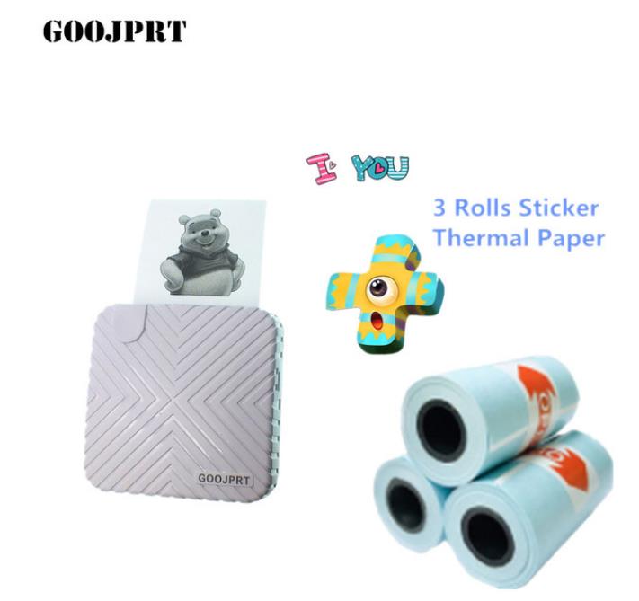 Imprimante Photo de poche sans fil bluetooth, 203DPI, Mini imprimante thermique 58mm, pour étiquettes autocollantes Android ios P6: D