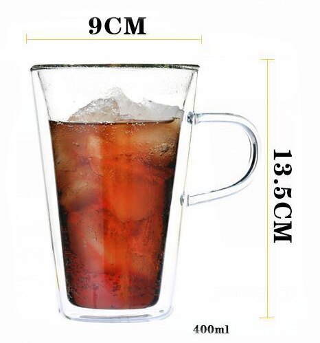 400 ml Double Wall Cup Clear Slip Handgemaakte Thee Mok Koffie Melk Sap Gezonde Drank Dubbele Laag Glas Mok