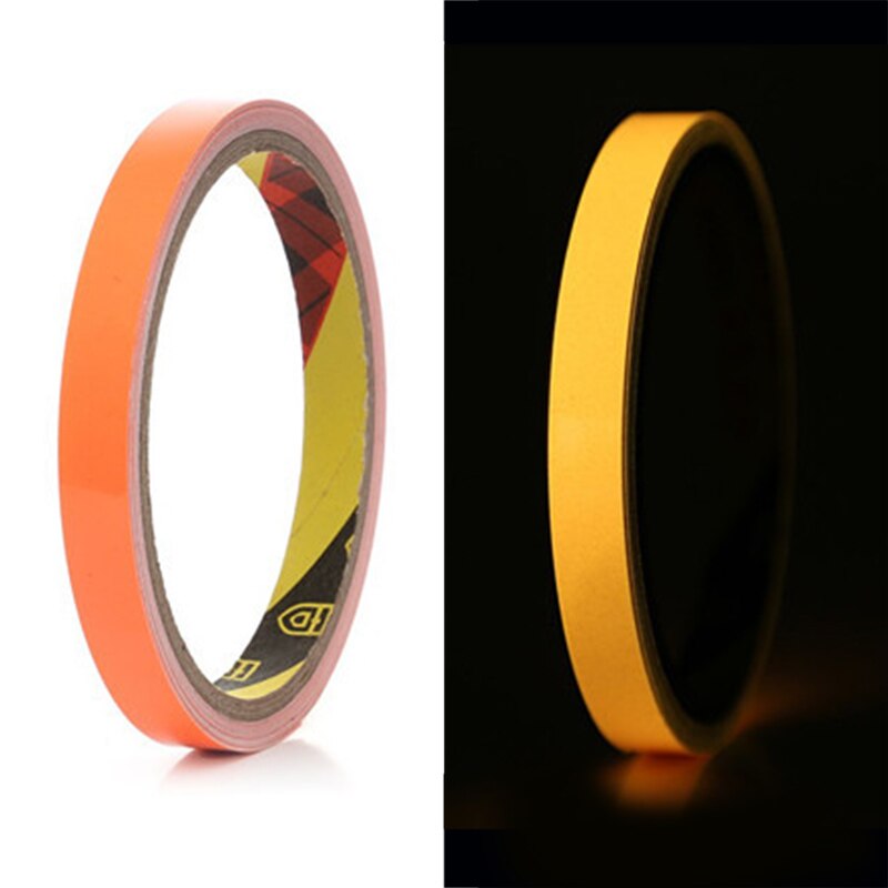 Ruban auto-adhésif lumineux vert, 3m 10m, autocollant d&#39;avertissement lumineux décoratif de scène, lueur dans la nuit: orange / 10mmx5m