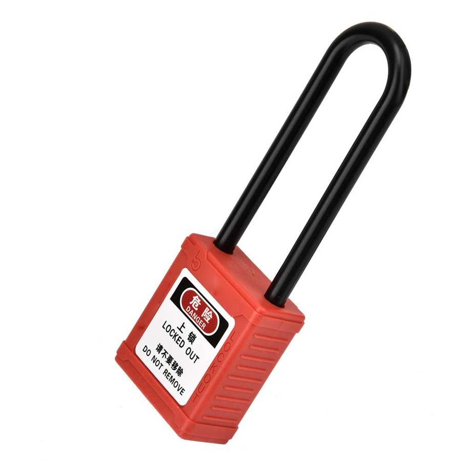 Industrial Security Long Steel Padlock Shackle Padlock 2 Keys Safety Lock