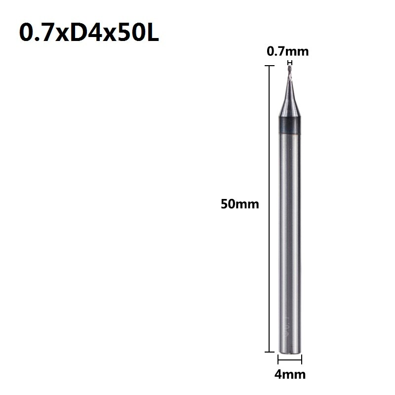 Xcan 1Pc 0.2-0.9Mm Tiain Micro Flat End Mill 4Mm Schacht 4 Fluit Frees Hrc 55 Mirco Carbide Cnc Graveren Bit Router Bit: 0.7xD4x50L