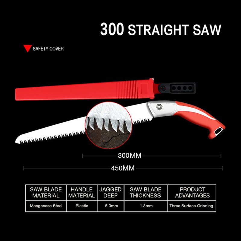 Bærbart hjem manuell frukttre beskjæringe sag trebearbeiding verktøy folding trimmer, hagetrimmer, hjem anti hopper hånd baufil: 300 rett