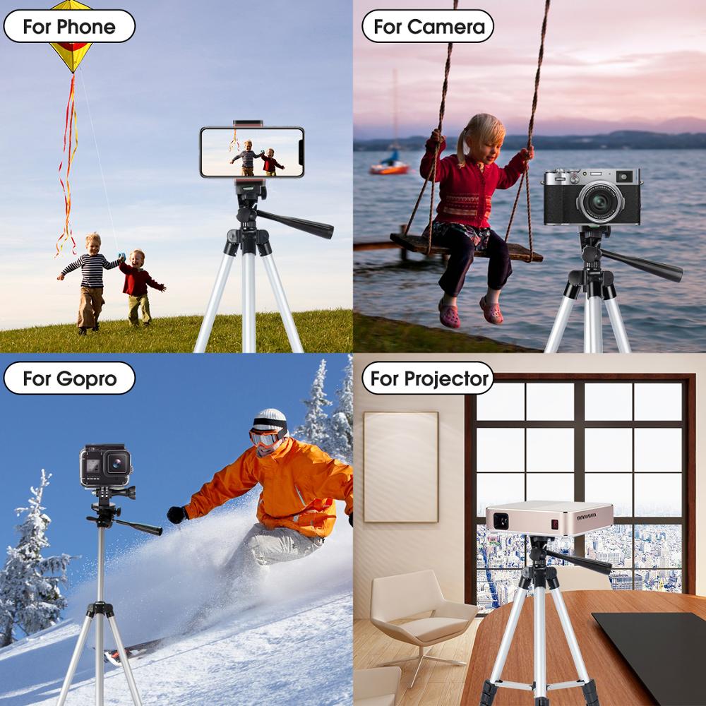 Tripod for Phone 50-Inch/125cm with Remote Control &amp; Phone Holder, Lightweight Tripods for Mobile Cell Smartphone Gopro Camera