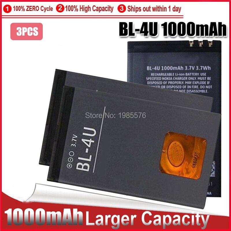 BL-4U Batterij Voor Nokia 8800 206 515 5250 5330 Bl 4U Xpressmusic Arte E75 5730 C5-03 E66 Asha 300 500: 3pcs