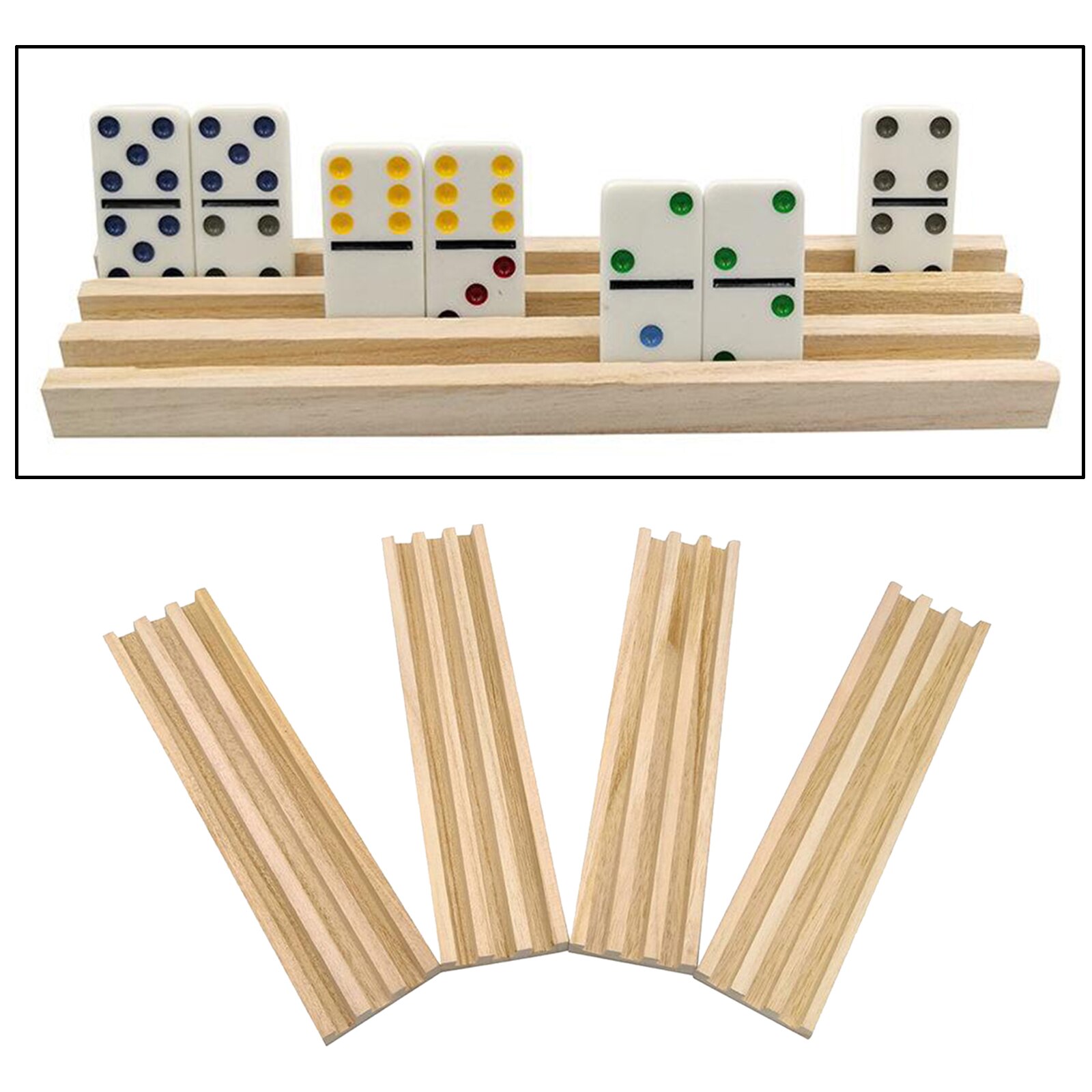 4 stück Holz Domino Tabletts Gestelle Stehen Organizer für Domino Fliesen Spiel, Unfnished