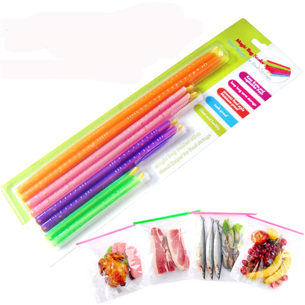 10 pakker magic bag sealer stick anylock kjøleverktøy og utstyr matpose forseglingsklemme fersk lock stick pakking