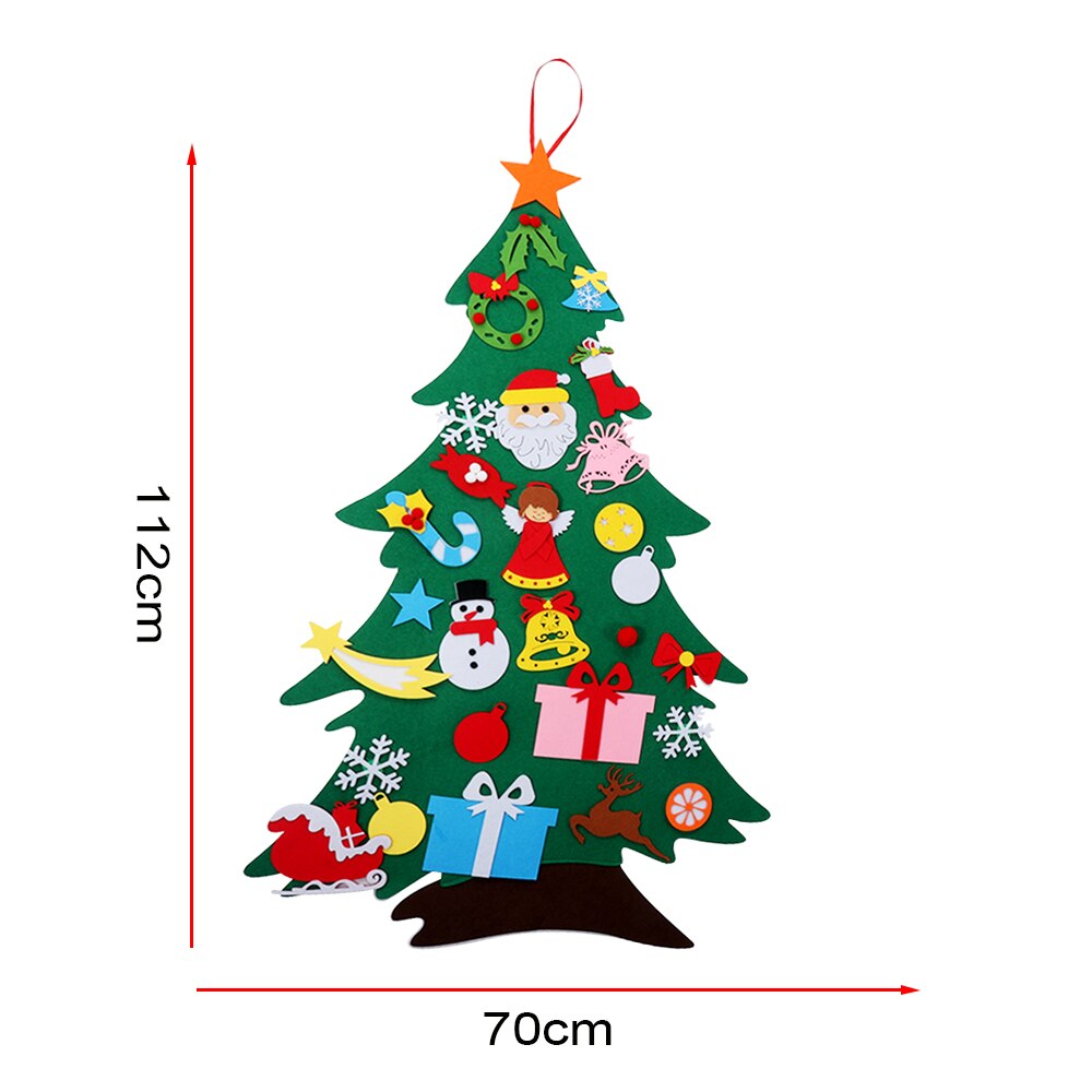 1 sæt filt juletræ juledekoration kunstig trædør væghængende børn kombination puslespil legetøj år gør-det-selv håndværk: 112 x 70cm