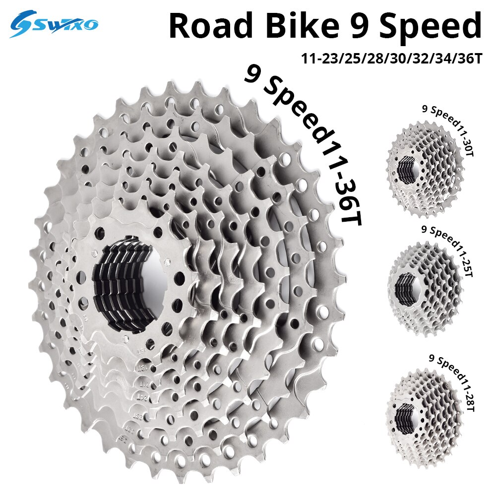 SWTXO Silver 9 Speed Cassette Freewheel For SHIMAN0 Mountain Bicycle Flywheel 9S 11-36T 23T 25T 28T 30T Cycling Accessories