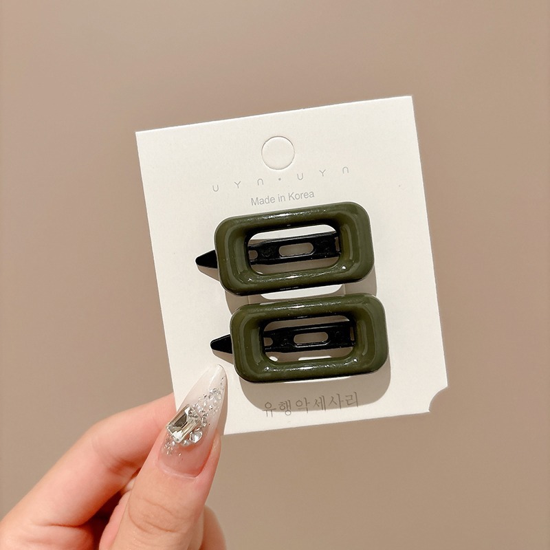 2Pcs Korean Style Hair Clips Simple All Match Light Weight Hairpin Morandi Color Square Hair Barrettes Girl Hair Accessories: Yellow