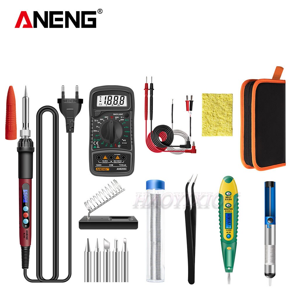 ANENG SL103 Digital Electric Soldering Iron 240V 60W Temperature Adjustable Welding Repair Tool With Soldering Tips