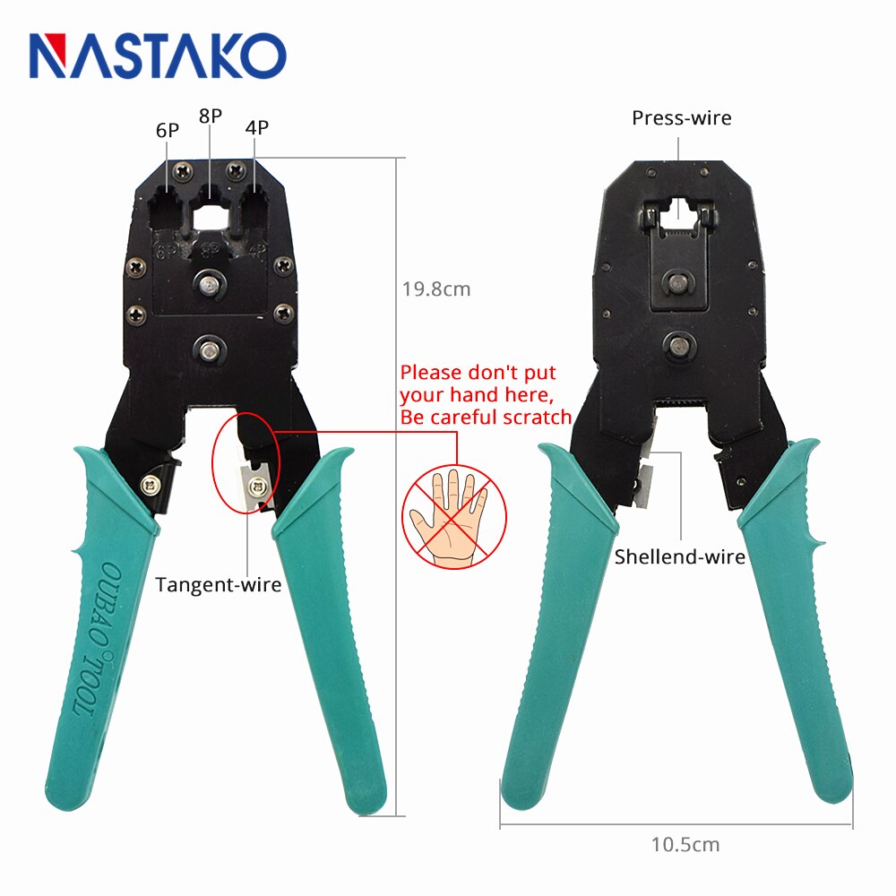 NASTAKO RJ11 RJ45 Cat5 Cat5e Cat6 Crimper Networking Tools Cat5 RJ45 Network Cable Crimping stripping tool Green