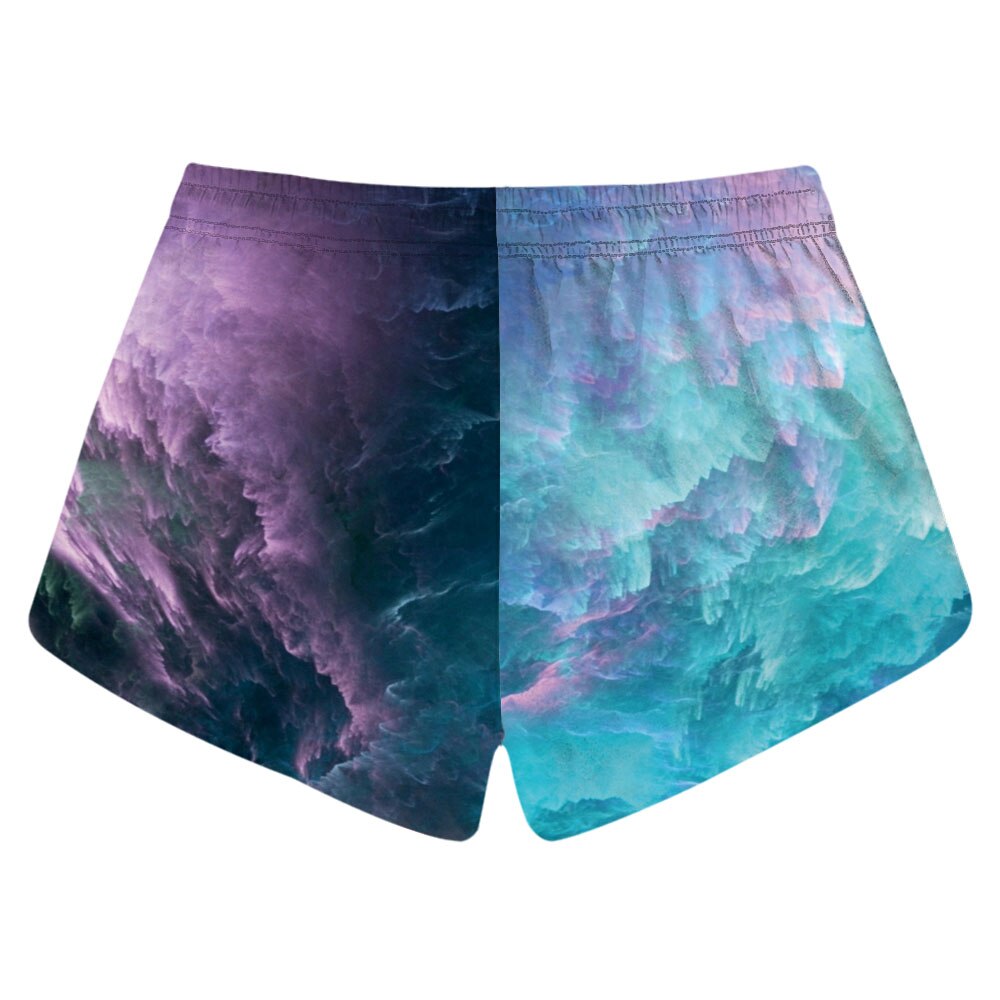 Pantalones cortos de playa para mujer, Mini Pantalón deportivo para agua, estampado de maletero de cielo, gimnasio, Surf, bolsillo corto, tabla de Surf de viaje femenina