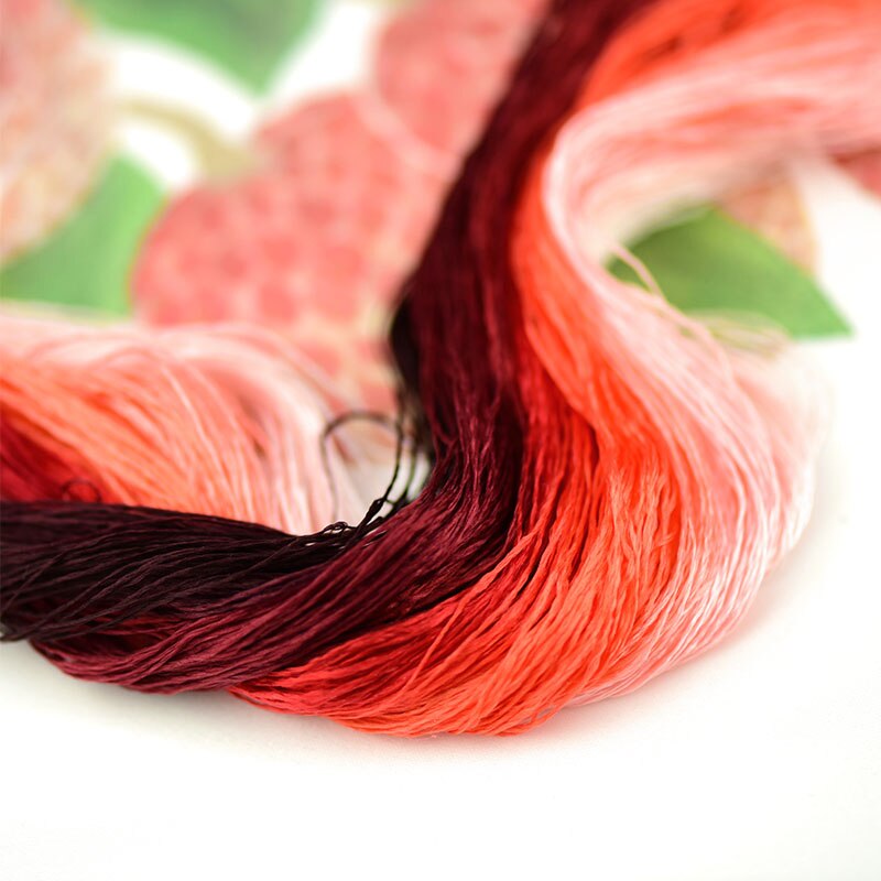 1pcs 400m 100% silk thread silk embroidery thread hand embroidery embroider cross stitch red series 13 gradient colors